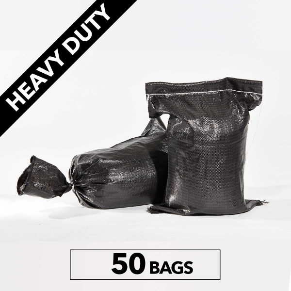 Heavy Duty PP Sandbags, Black (Polypropylene), 50ct Sandbags